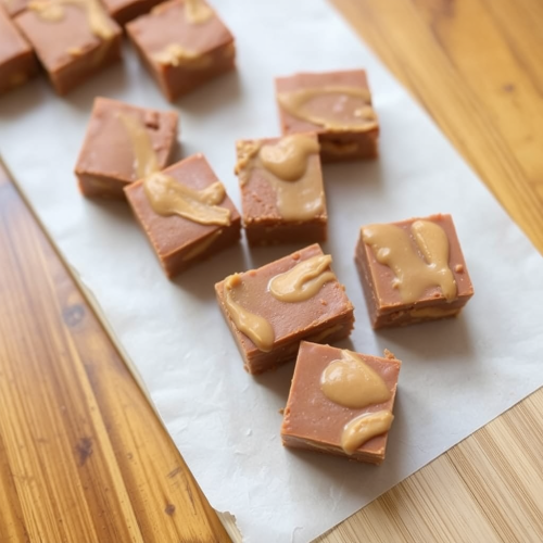 Cutting board with healthy peanut butter fudge