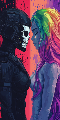 Cyberpunk Women: Corporate Mercenary vs. Rebel with Rainbow