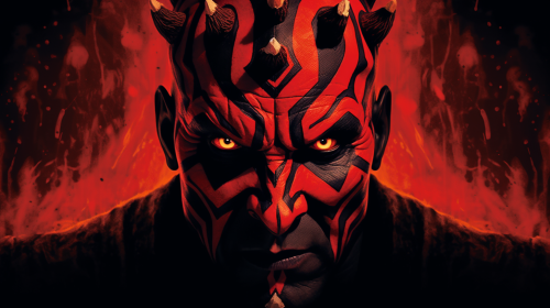 Darth Maul's Intense Fiery Portrait of Dark Power