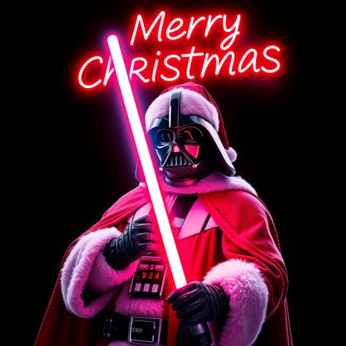 Darth Vader as Santa with Candy Cane Lightsaber