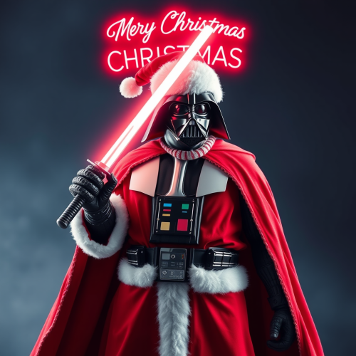 Darth Vader as Santa with Candy Cane Sword