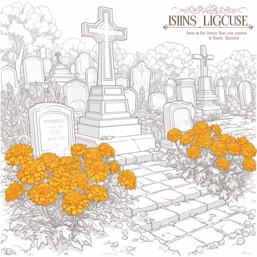 Coloring Book of Day of the Dead Marigold Flowers