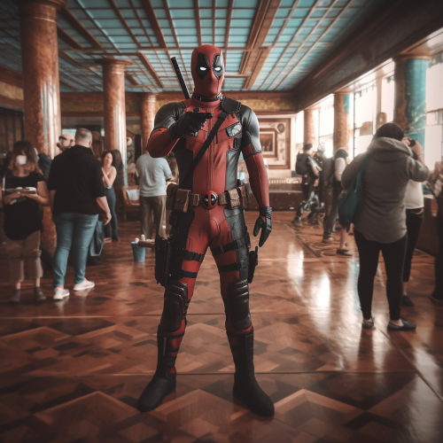 Deadpool Cosplayer Poses at Superhero-Filled Comic-Con