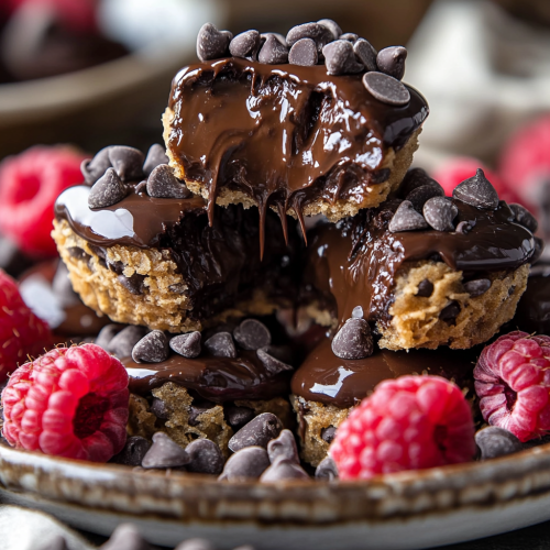 Decadent Chocolate Caramel Bites with Raspberry Touch
