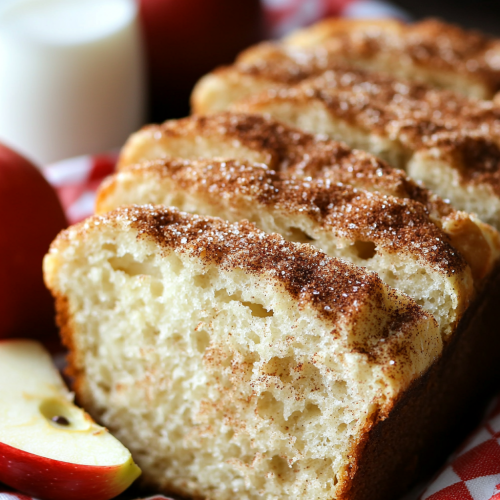 Delicious Apple Cinnamon Bread with Fresh Milk
