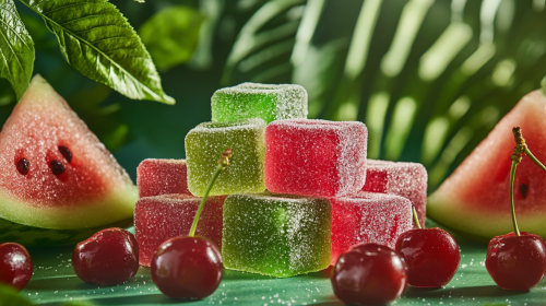 Delicious Cherry and Watermelon Gummies in Jungle