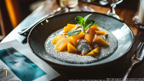 Delicious Chia Pudding on Rustic Wooden Table