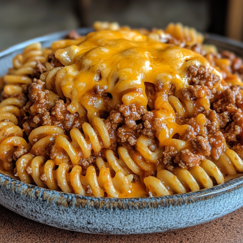Delicious Rotini Pasta with Savory Beef Sauce Delicious Rotini Pasta with Savory Beef Sauce