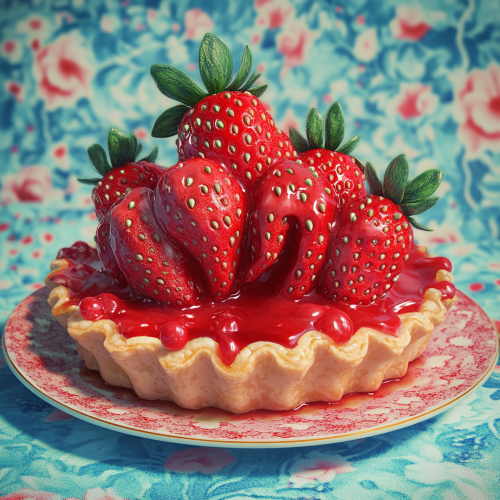 Delicious Strawberry Tart with Cute Strawberry Sculpture