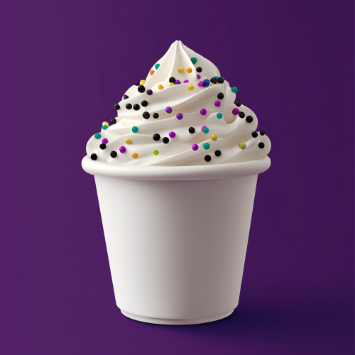 Delicious vanilla frozen yogurt with colorful sprinkles