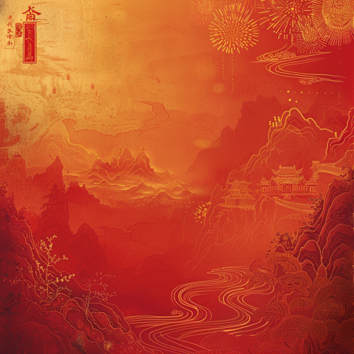 Design Zhang Festival poster with Chinese red color background, fireworks, ribbons. Design Zhang Festival poster with Chinese red color background, fireworks, ribbons.