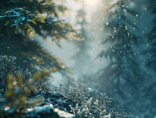 Detailed Winter Forest Morning: Hyper Realistic Photography