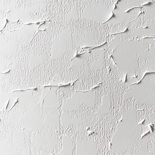Detailed close-up of white wall with centered wallpaper design.