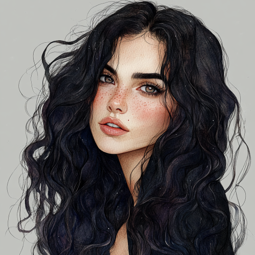 Detailed watercolor clipart of beautiful girl with pimple