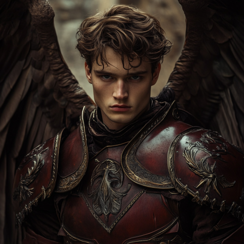 Devious and dangerous Fallen Archangel warrior with bat wings.