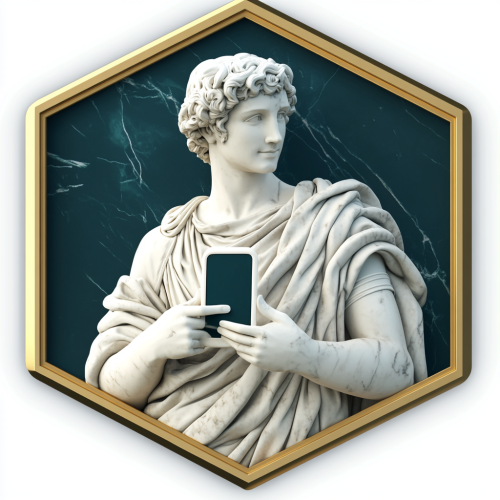 Digital Achievement Badge with Greek Statue
