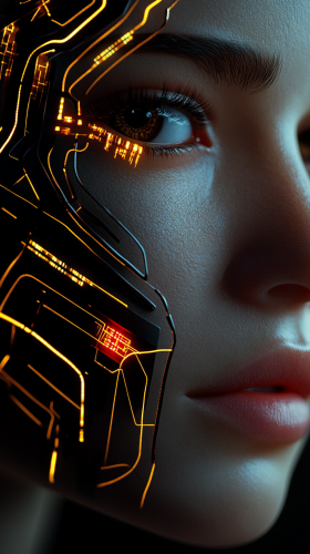 Digital portrait of woman with futuristic face paint