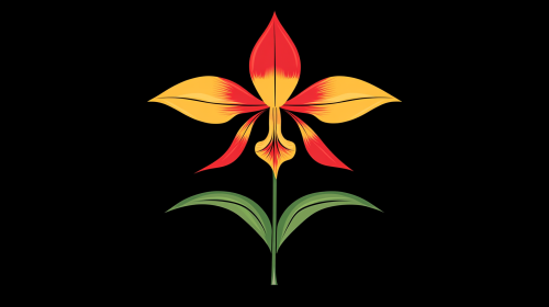 Disa Uniflora flower icon in red, yellow, green.