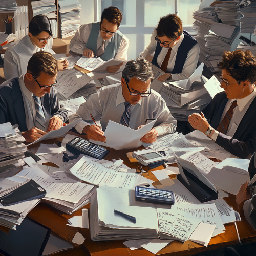 Disorganized Bookkeepers Struggle in Chaotic Office Setting