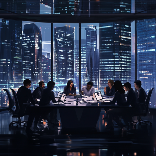 Diverse Professionals Collaborating in Modern Office Scene