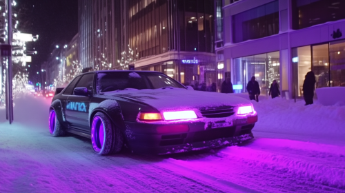 Downtown Wellington Night Bosozoku Car Snow HD