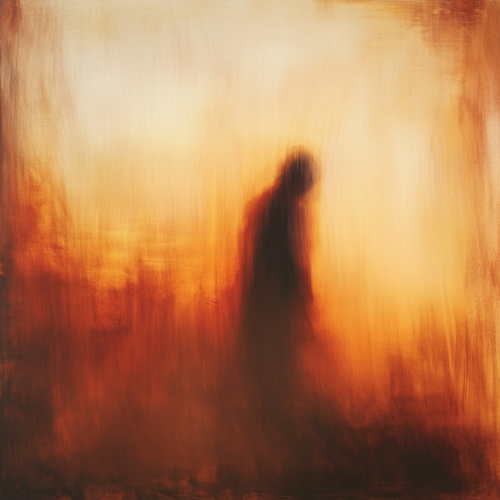 Dreamy abstract colors hint at hidden figure.