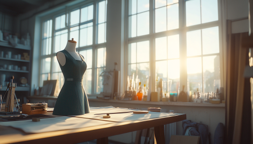 Dressmaker's workshop on sunny day