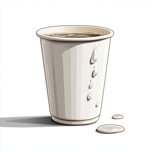 Dripping water from cup in fun cartoon style