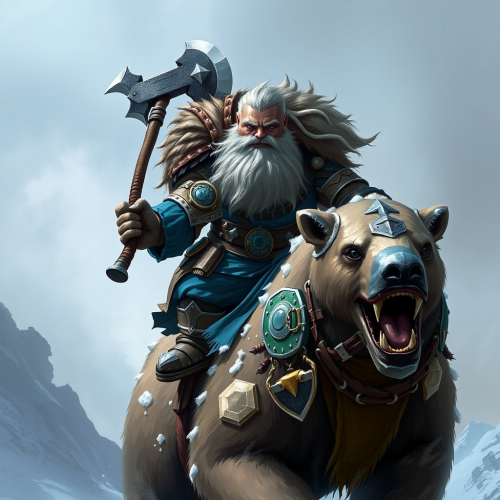 Dwarf Warrior Riding Armored Polar Bear