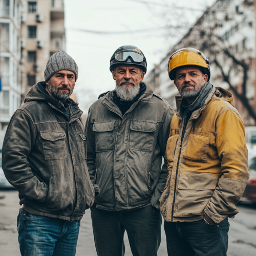 Eastern European Men Standing Strong Together