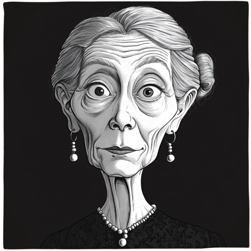 Edward Gorey-style Cartoon Portrait of Mysterious Woman Edward Gorey-style Cartoon Portrait of Mysterious Woman