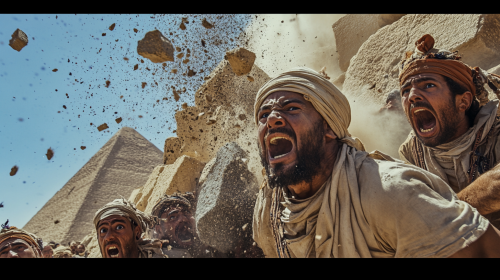 Egyptian workers flee from cracking pyramid stone