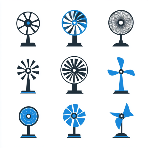 Electric Fans: Bold Blue Minimalist Vector Logo Designs