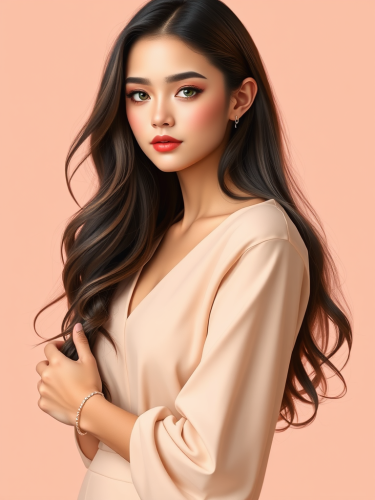 Elegant Lady with Soft Grace and Feminine Charms