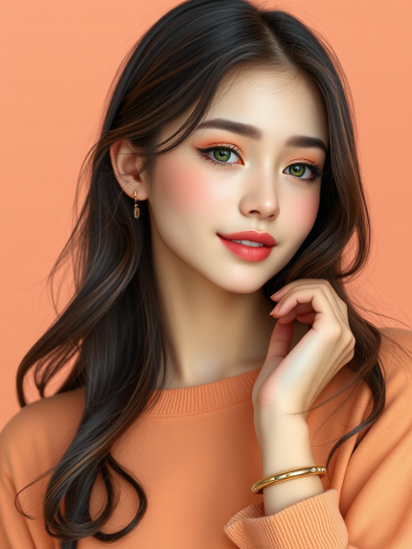 Elegant Yet Playful Woman in Stylish Attire