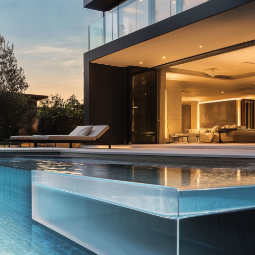 Elegant website banner for transparent pool details