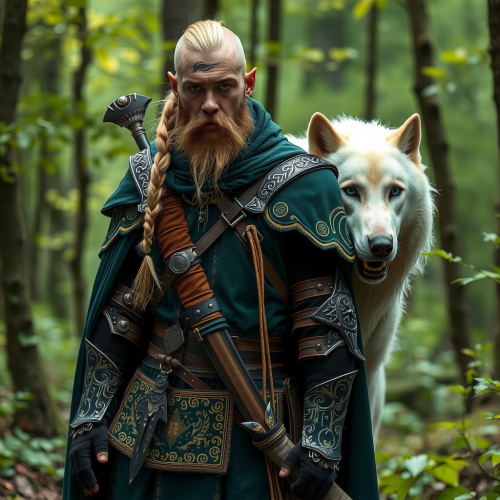 Elf Viking Ranger with Cyan Glowing Tattoos