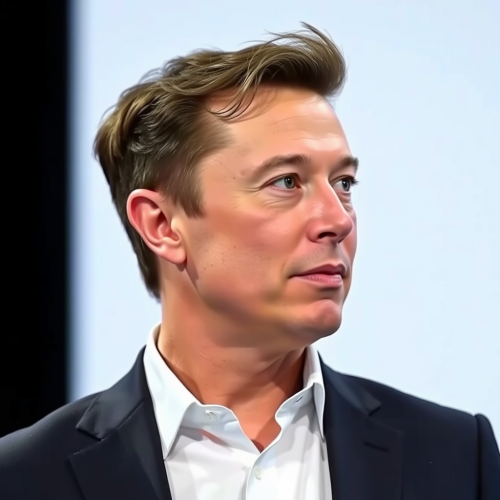 Elon Musk Glancing Sideways on Transparent Background Elon Musk Glancing Sideways on Transparent Background