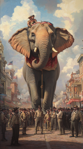 Emotional Tennessee Town Square with Elephant and Noose