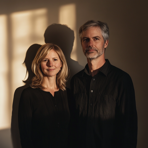 Emotionally complex shadows hint at couple's hidden layers