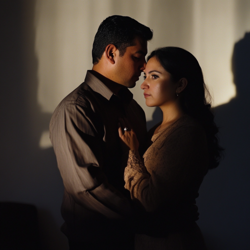 Emotions in Shadows: Latin American Couple's Quiet Moment
