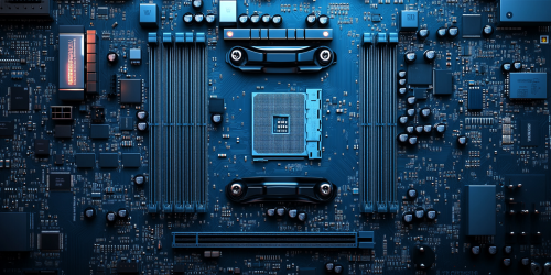 Empty center surrounded by evenly distributed electronic components.