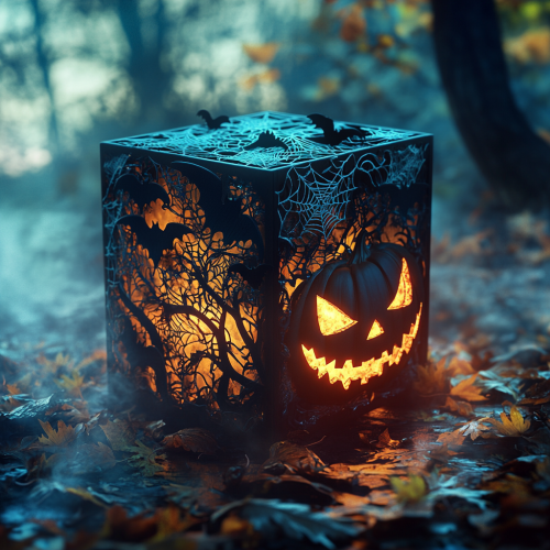 Enchanted Halloween Box Glowing in Spooky Night