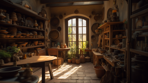 Enchanting Ghibli-Style Artisan Workshop Scene