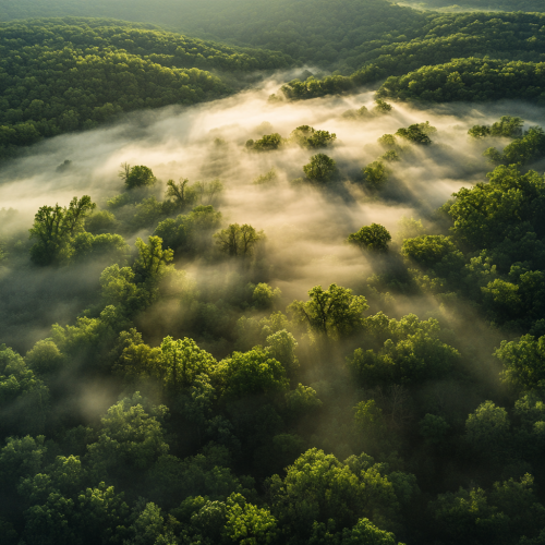 Forest mist in stunning aerial photograph