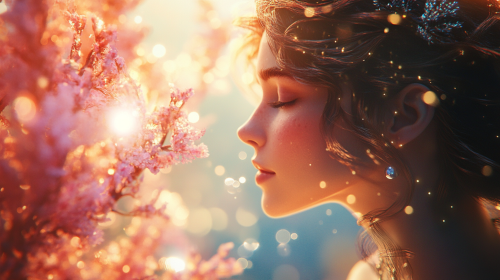 Mermaid with glowing pearl in underwater scene.