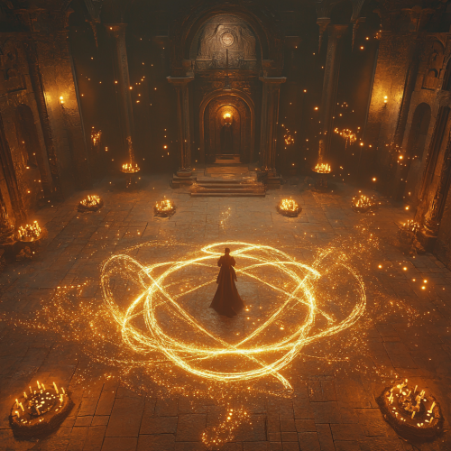 Enchanting ritual scene in ancient chamber, mystical symbols, incantations. Enchanting ritual scene in ancient chamber, mystical symbols, incantations.