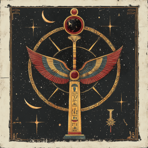 Entwined Egyptian Symbols in a Circle Logo