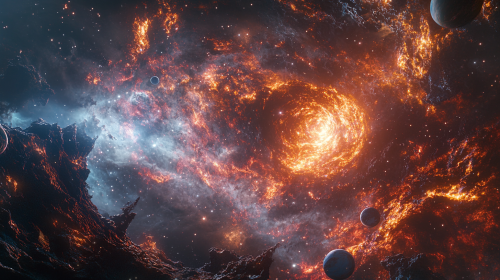 Epic galaxy with vibrant stars and dark energy tendrils