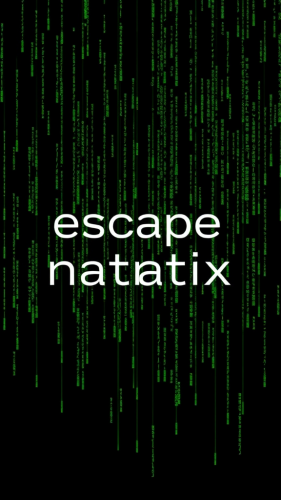 Escape the Matrix Text on Matrix-Style Background